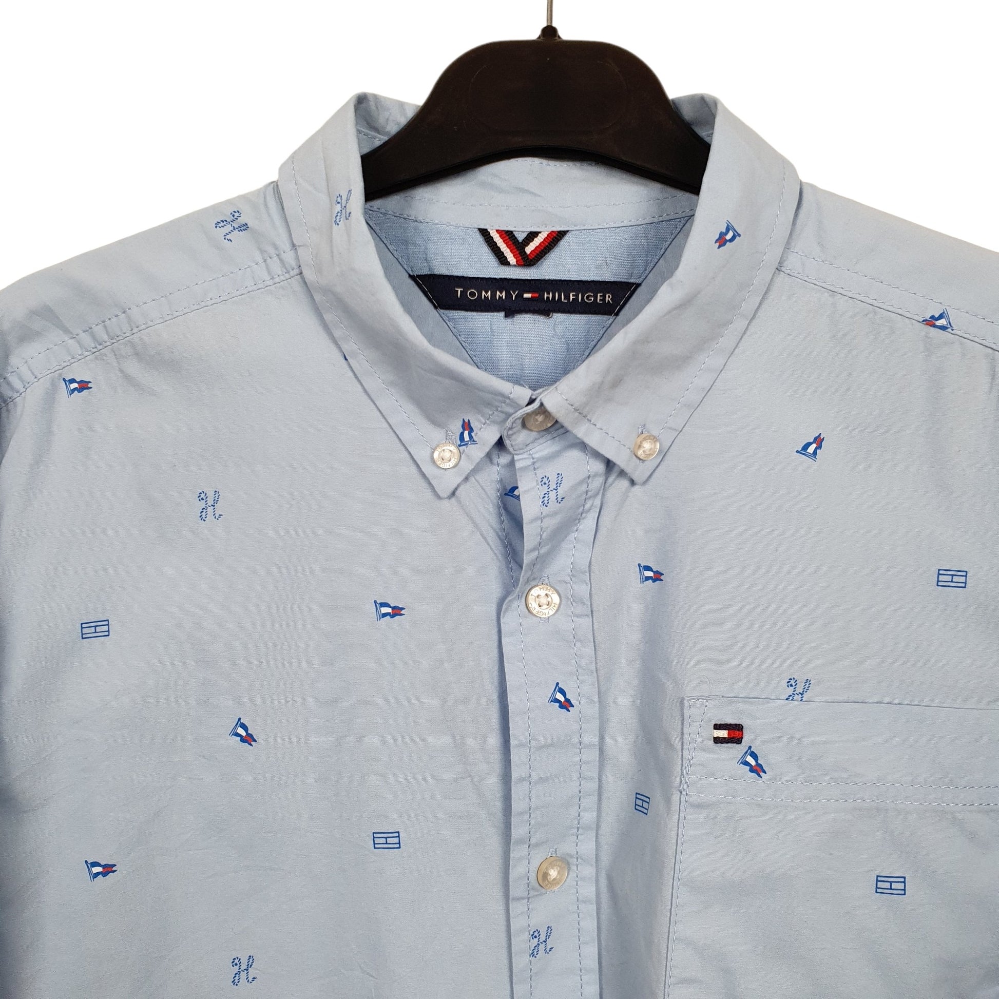 Tommy Hilfiger Flag pattern Long Sleeve Regular Fit Shirt Blue