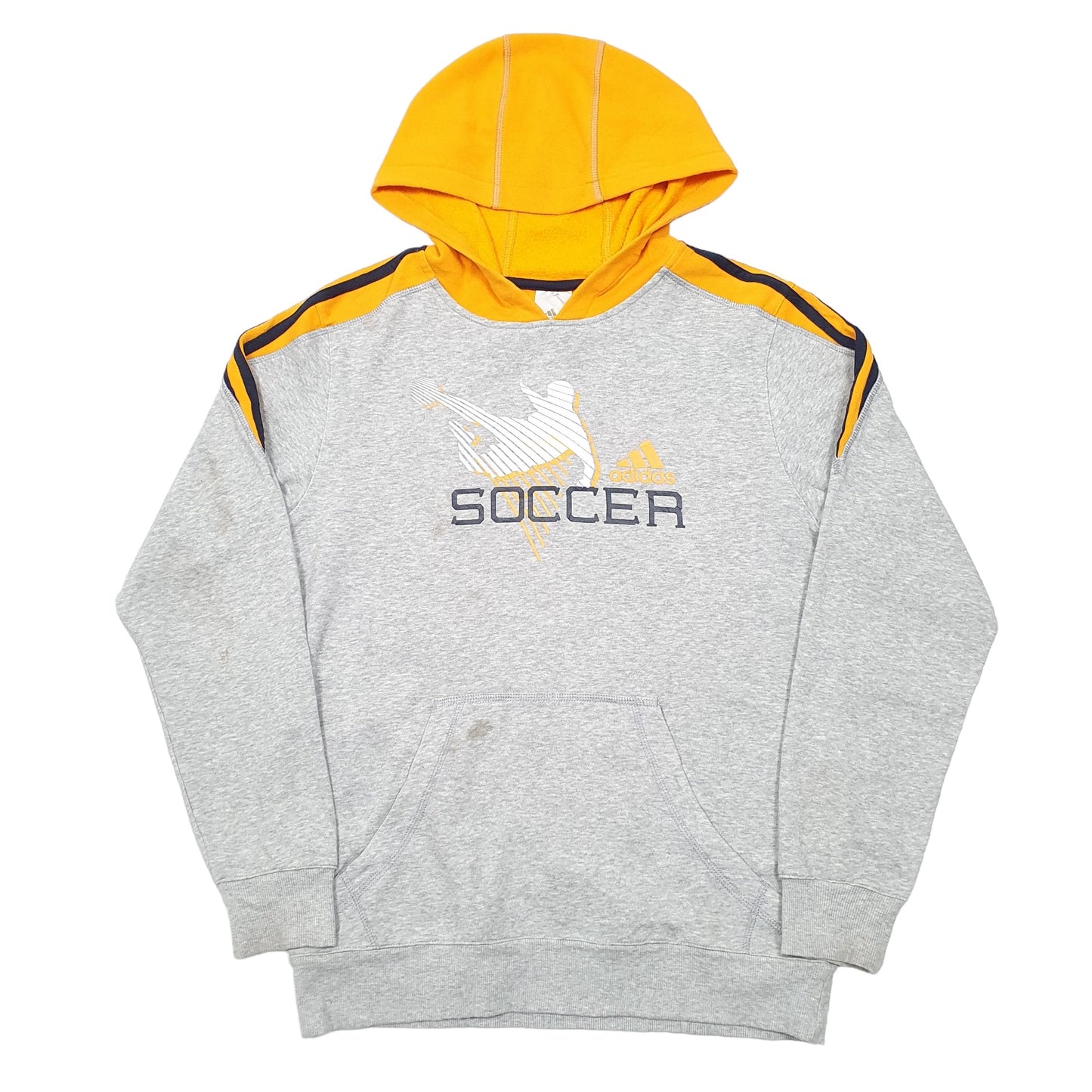 Mens Grey Adidas Soccer Hoodie Jumper