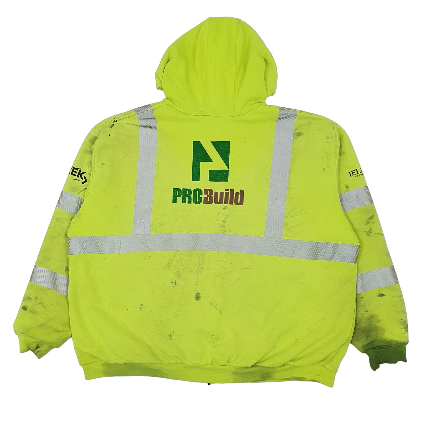 Mens Yellow Carhartt Hi Vis Workwear Site Hoodie Full Zip Jumper