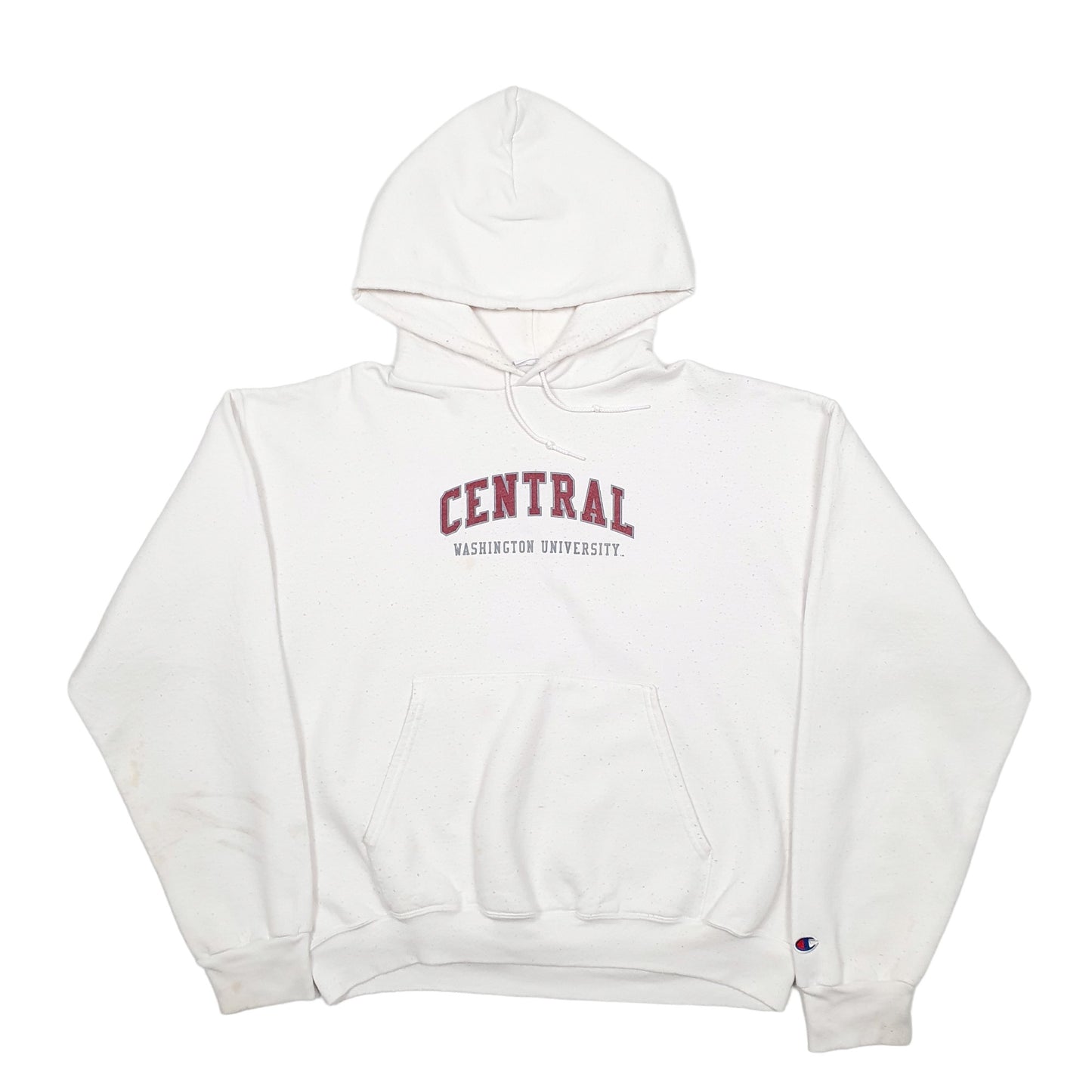 Mens White Champion Central Washington University USA College Hoodie Jumper