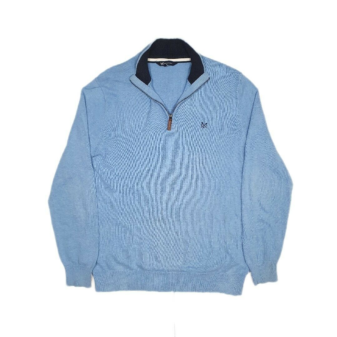 Mens CREW CLOTHING Cotton 1/4 Quarter Zip Jumper Sweatshirt L