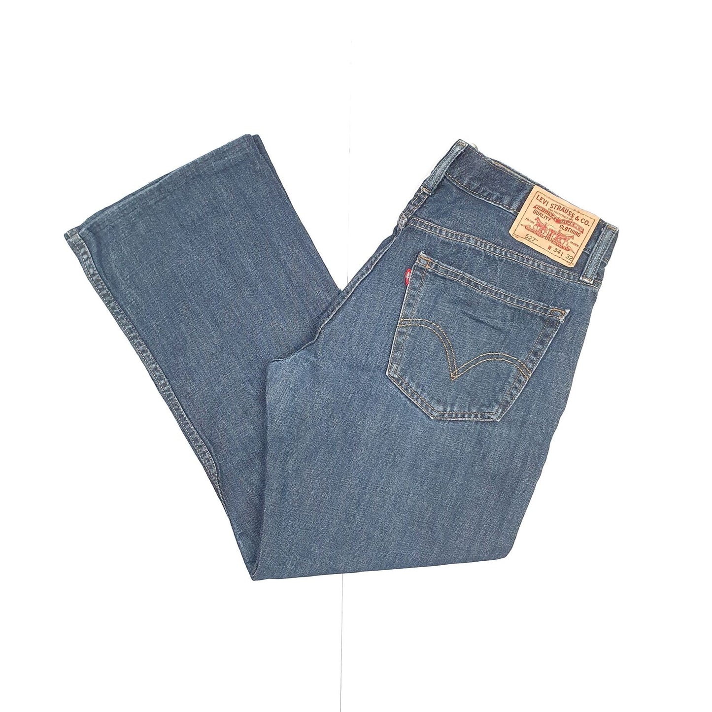 Mens LEVI'S Blue Denim 527 Slim Boot Cut Fit Jeans Trousers W34 L28