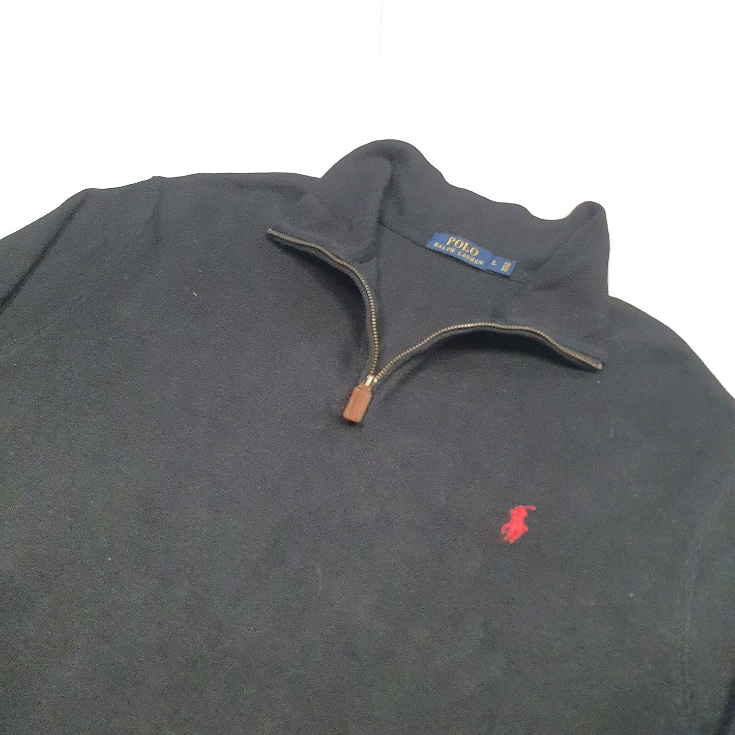 Mens POLO RALPH LAUREN Cotton 1/4 Quarter Zip Jumper Sweatshirt L