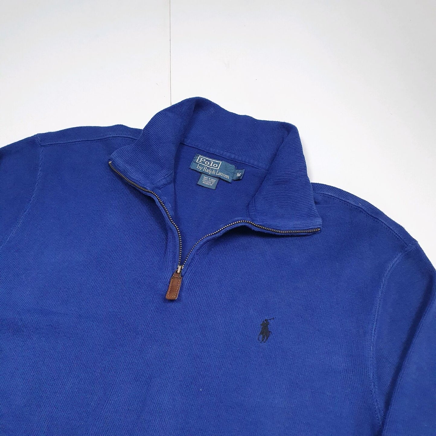 Mens POLO RALPH LAUREN Cotton 1/4 Quarter Zip Jumper Sweatshirt M