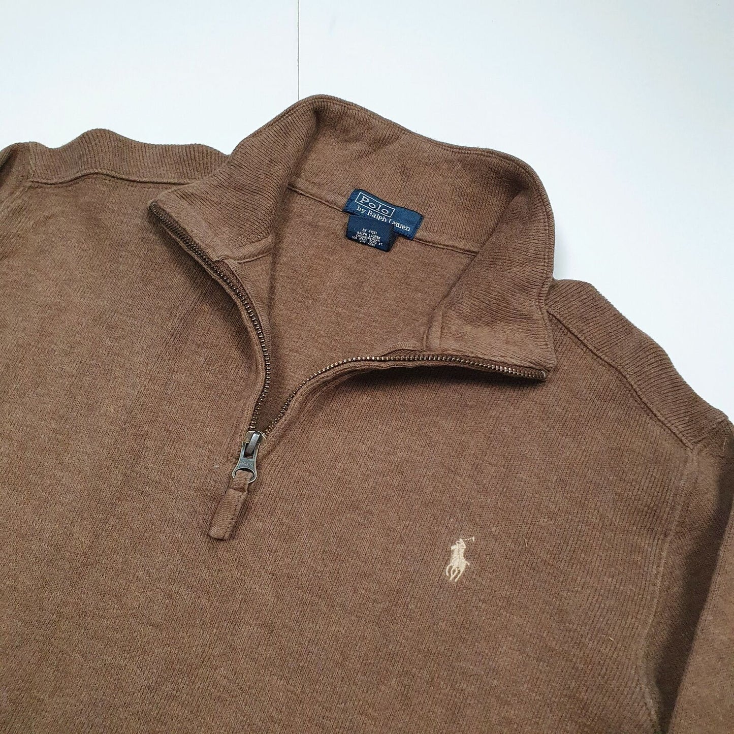 Mens POLO RALPH LAUREN Cotton 1/4 Quarter Zip Jumper Sweatshirt S