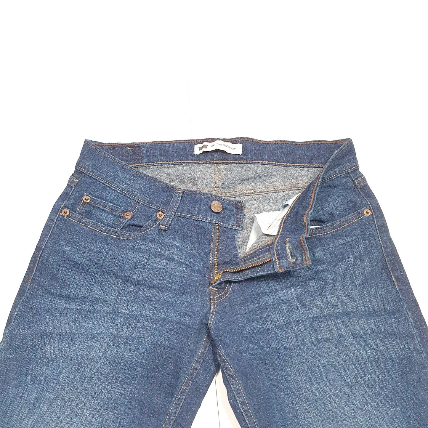 Womens LEVI'S 524 Superlow Bootcut Fit Blue Denim Jeans Trousers UK14