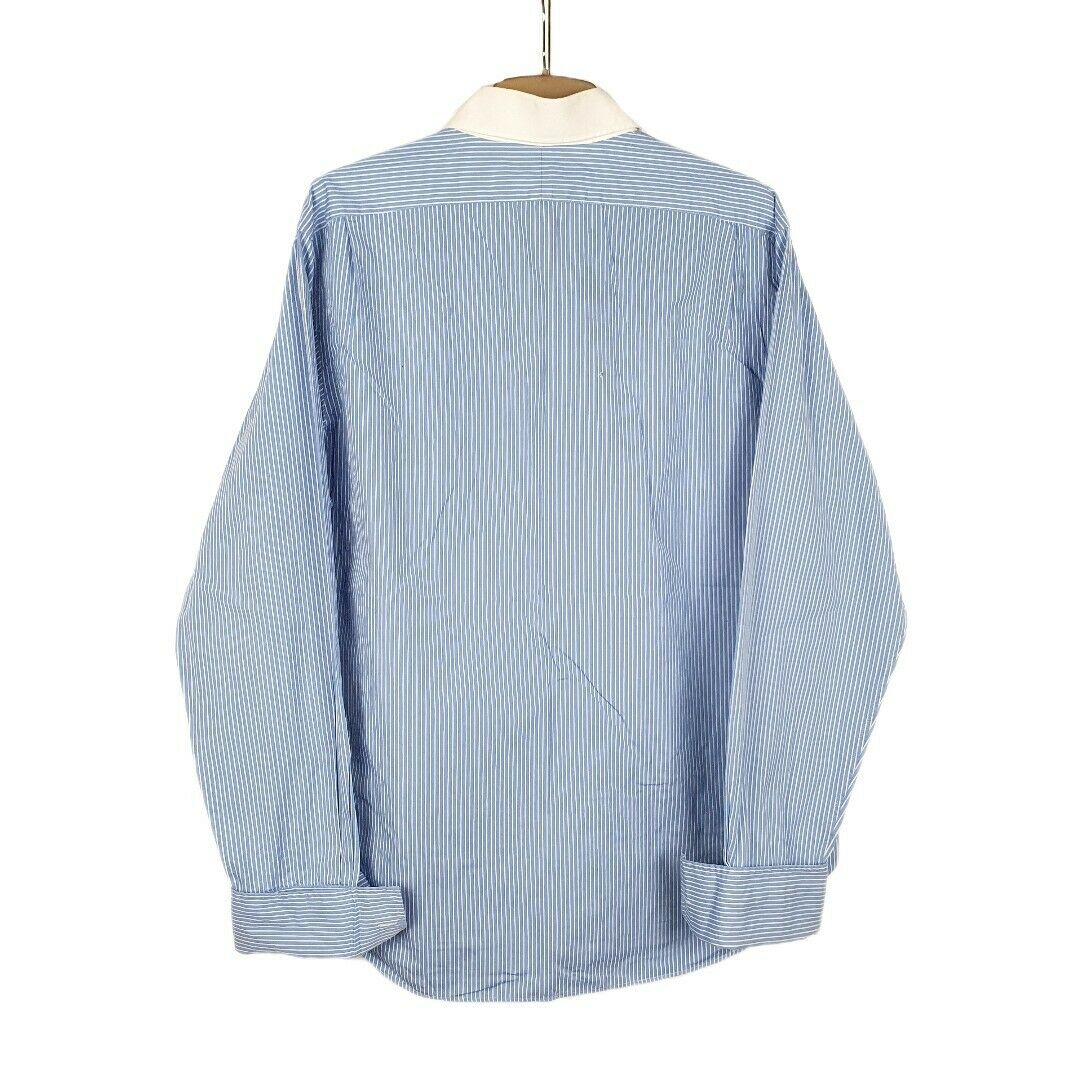 Mens POLO RALPH LAUREN Blue Pinstripe Long Sleeve Formal Casual Shirt XL