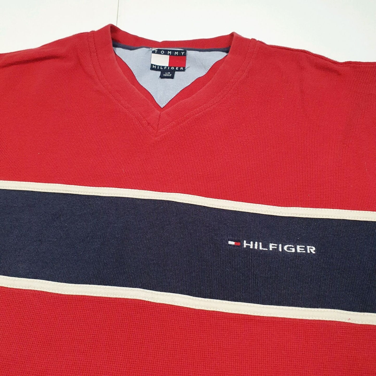 Mens TOMMY HILFIGER Spellout Cotton Crewneck Jumper Sweatshirt L