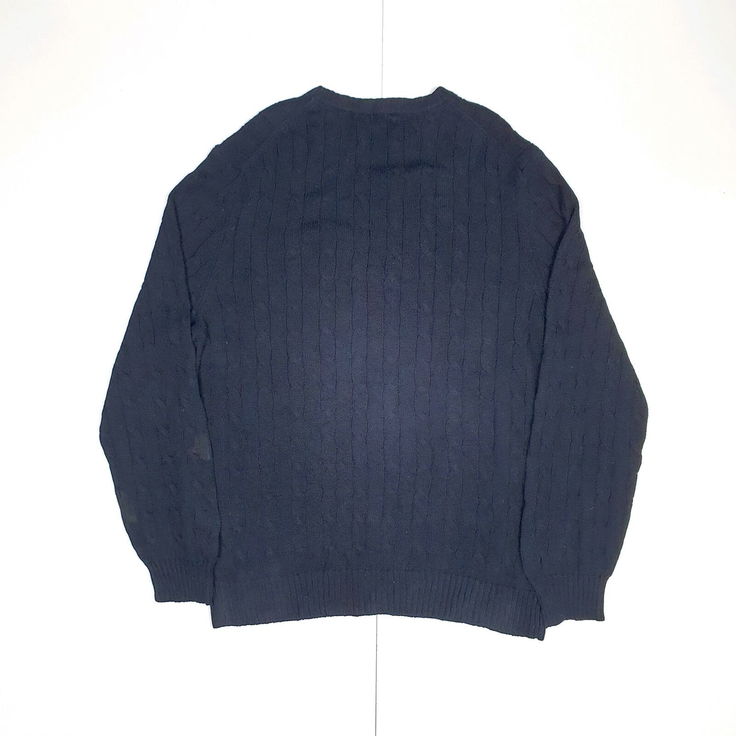 Mens NAUTICA Cable Knit Cotton Crewneck Jumper Sweatshirt L