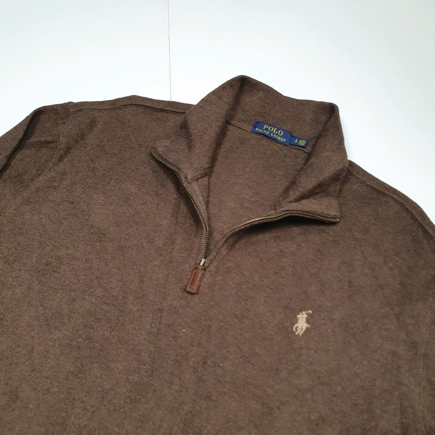 Mens POLO RALPH LAUREN Cotton 1/4 Quarter Zip Jumper Sweatshirt L