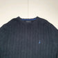 Mens NAUTICA Cable Knit Cotton Crewneck Jumper Sweatshirt L