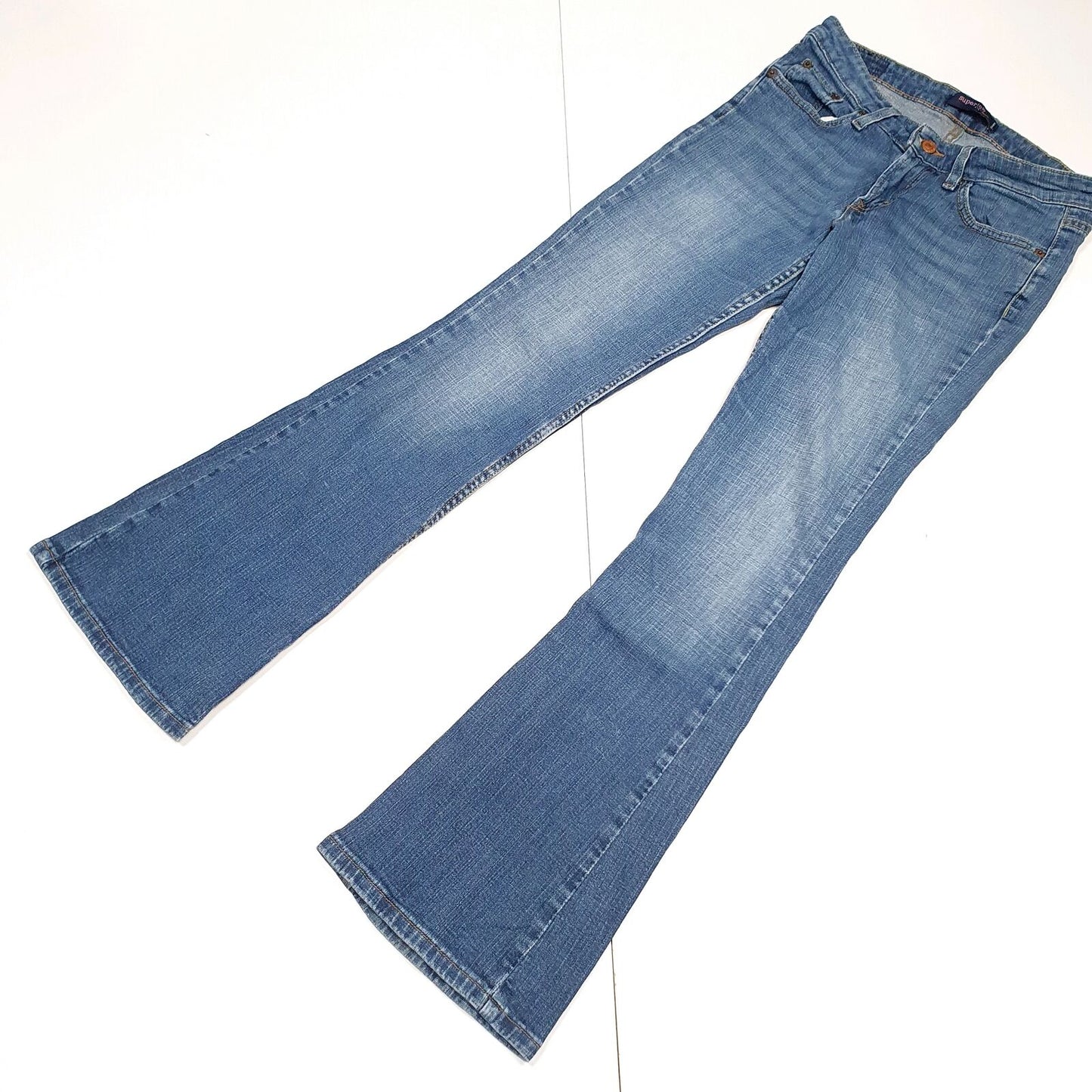 Womens LEVI'S 518 Superlow Boot Cut Fit Blue Denim Jeans Trousers  3M