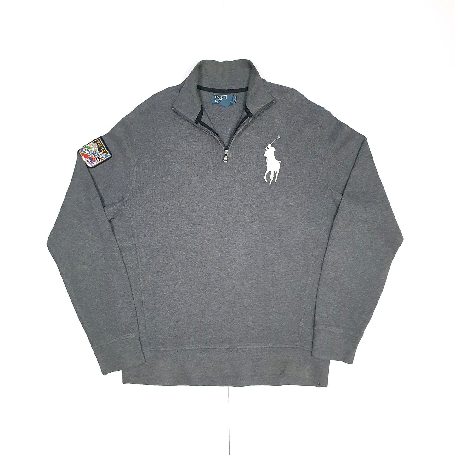 Mens POLO RALPH LAUREN Big Logo Cotton 1/4 Quarter Zip Jumper Sweatshirt L