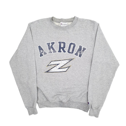 Mens Grey Champion USA College Akron Crewneck Jumper