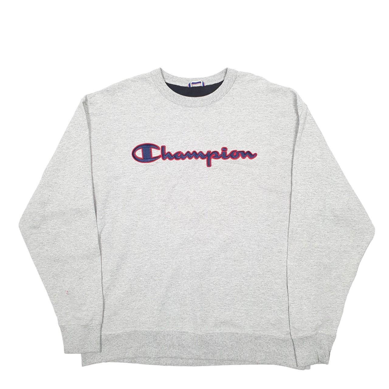 Mens Grey Champion Spellout Crewneck Jumper