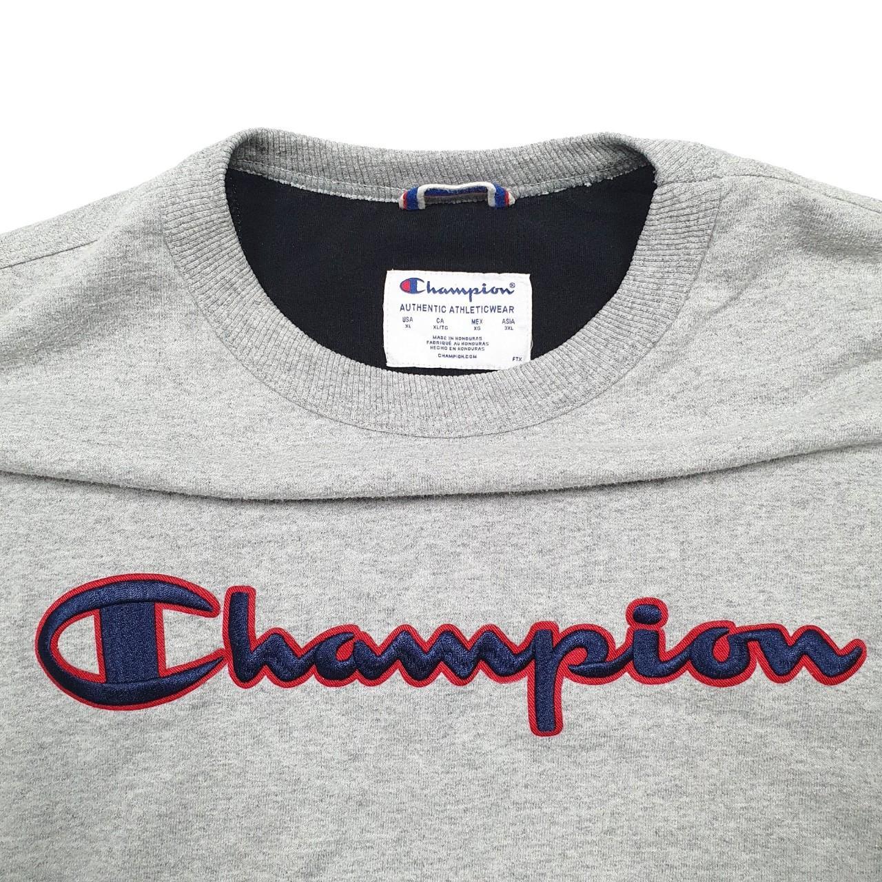 Mens Grey Champion Spellout Crewneck Jumper