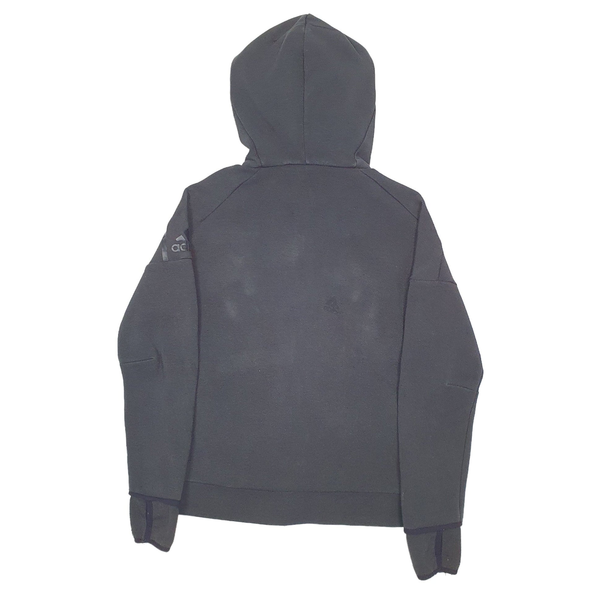 Adidas Active Running Sports Full Zip Cotton & Polyester Jumper M - Bundl Clothing-Womens Black Adidas Active Running Sports Full Zip Jumper