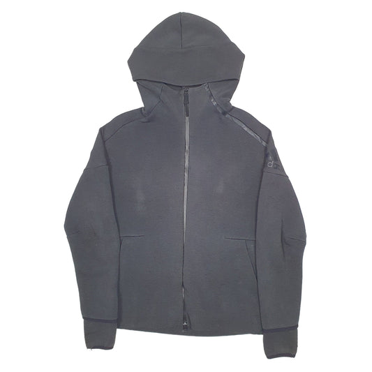 Adidas Active Running Sports Full Zip Cotton & Polyester Jumper M - Bundl Clothing-Womens Black Adidas Active Running Sports Full Zip Jumper