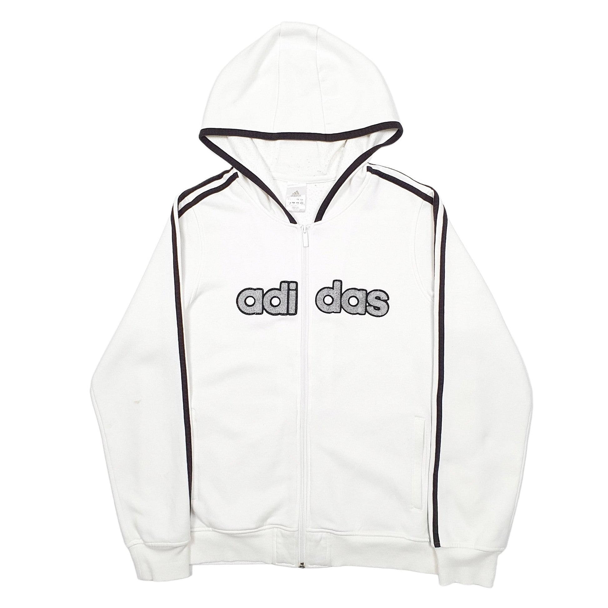 Adidas Active Tech Sport Hoodie Cotton & Polyester Jumper L - Bundl Clothing-Womens White Adidas Active Tech Sport Hoodie Jumper