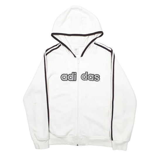 Adidas Active Tech Sport Hoodie Cotton & Polyester Jumper L - Bundl Clothing-Womens White Adidas Active Tech Sport Hoodie Jumper