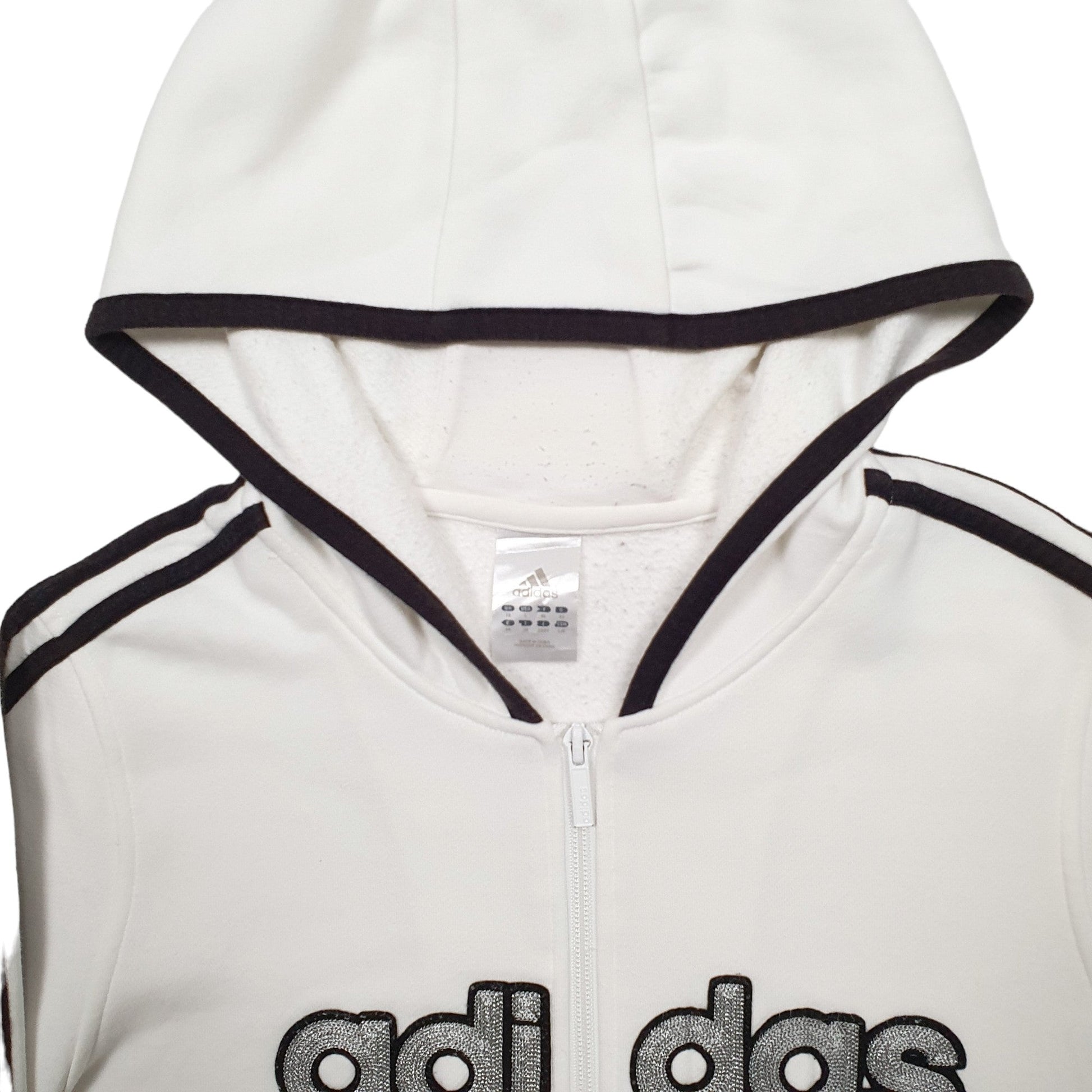 Adidas Active Tech Sport Hoodie Cotton & Polyester Jumper L - Bundl Clothing-Womens White Adidas Active Tech Sport Hoodie Jumper