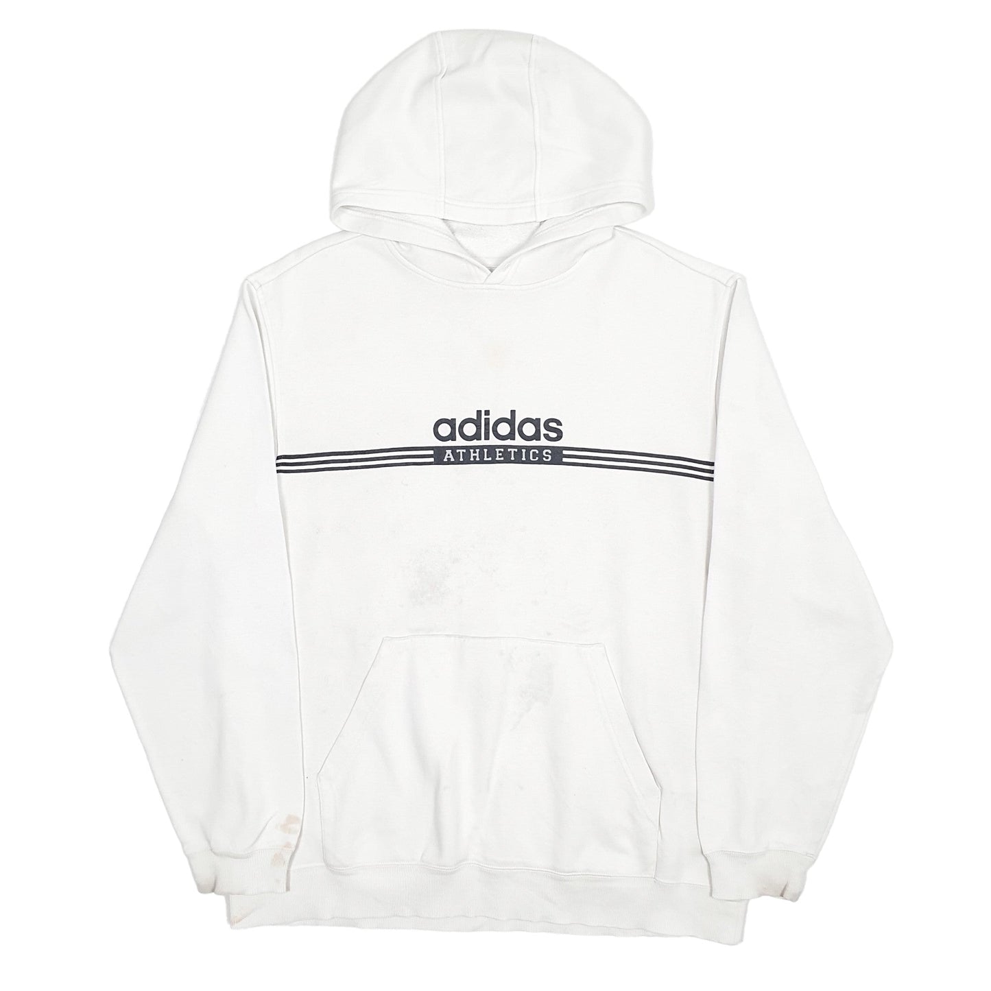 Adidas Athletics Spellout Hoodie Cotton Jumper L - Bundl Clothing-Mens White Adidas Athletics Spellout Hoodie Jumper