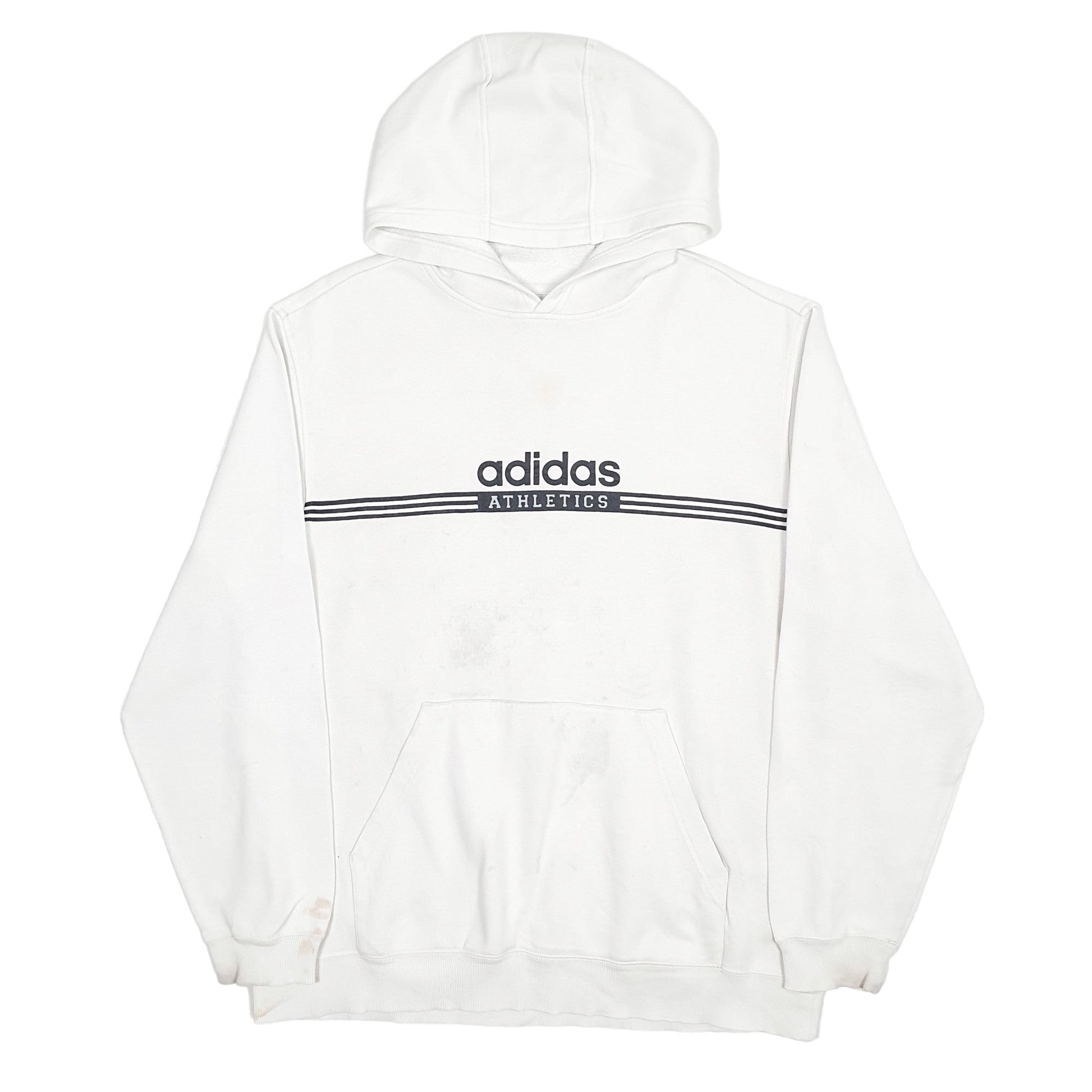 Adidas Athletics Spellout Hoodie Cotton Jumper L - Bundl Clothing-Mens White Adidas Athletics Spellout Hoodie Jumper