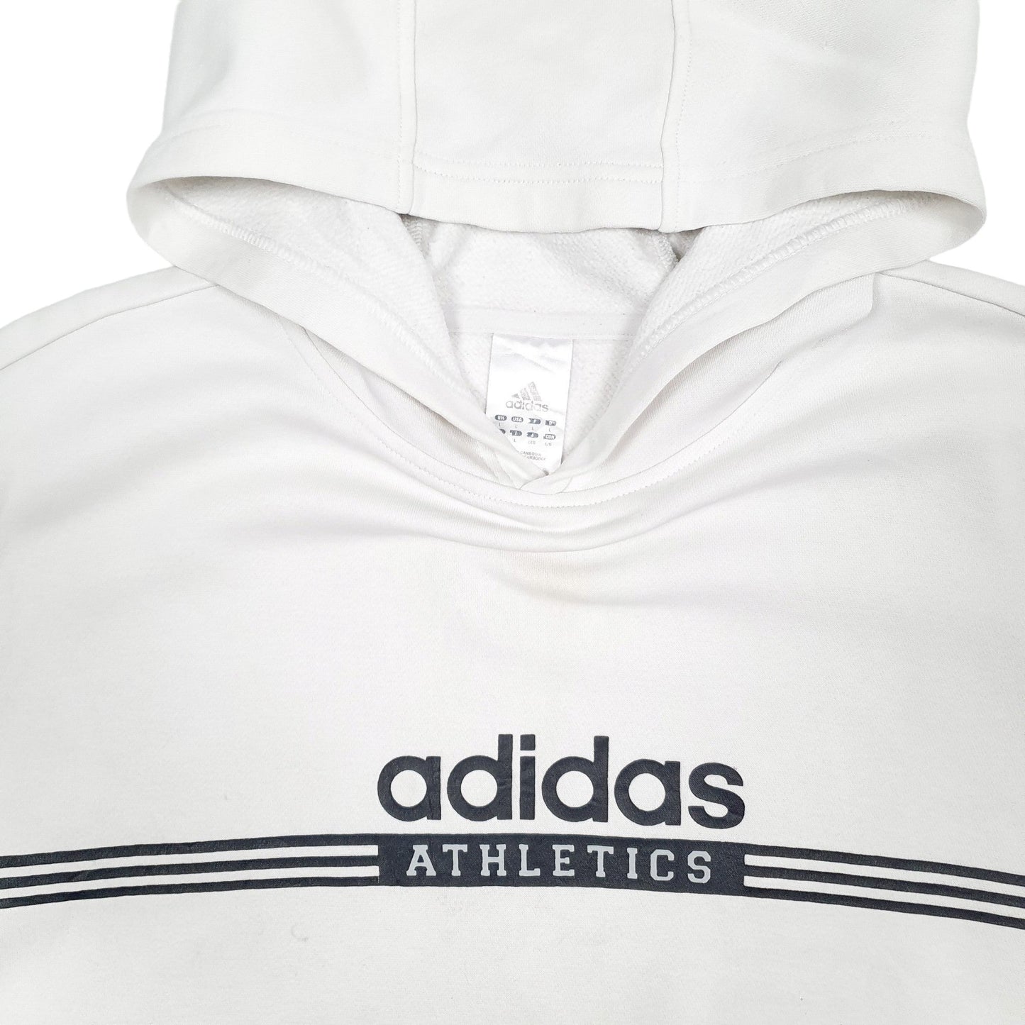 Adidas Athletics Spellout Hoodie Cotton Jumper L - Bundl Clothing-Mens White Adidas Athletics Spellout Hoodie Jumper