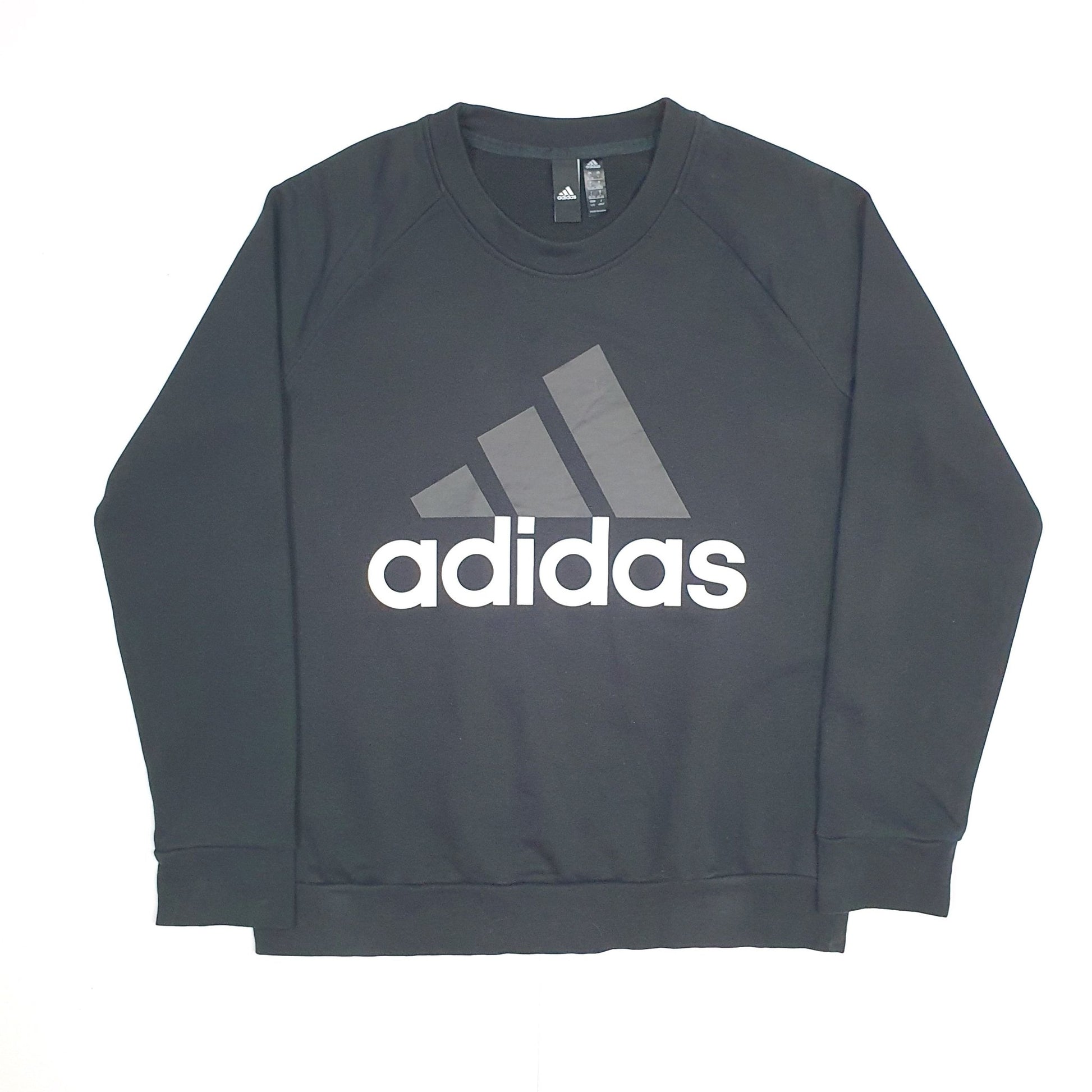 Adidas Big Logo Spellout Crewneck M - Bundl Clothing-Adidas Big Logo Spellout Crewneck M Black