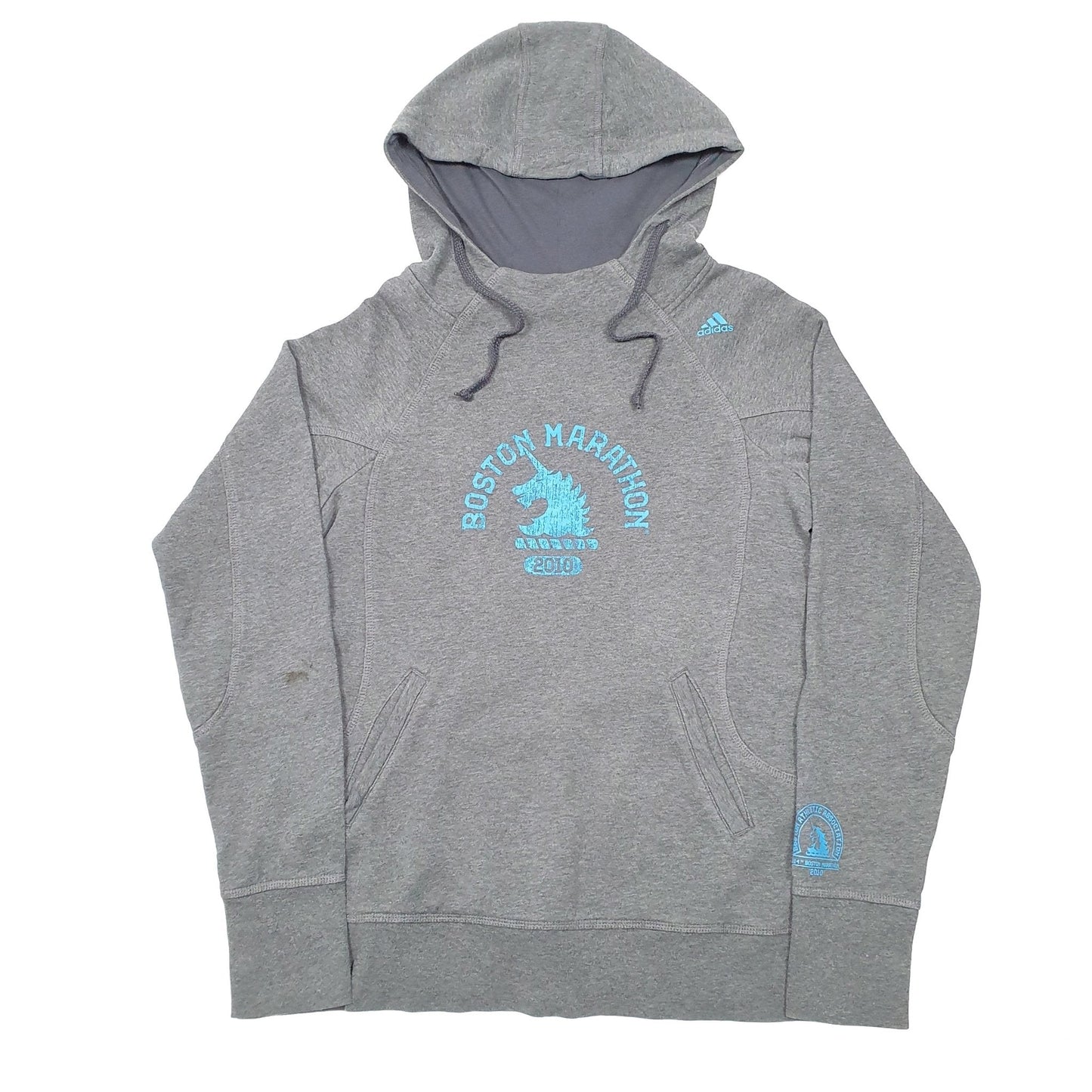 Adidas Boston Marathon 2010 Run Running Hoodie Cotton & Polyester Jumper 18 - Bundl Clothing-Adidas Boston Marathon 2010 Run Running Hoodie Cotton & Polyester Jumper 18 - Bundl Clothing-Womens Grey Adidas Boston Marathon 2010 Run Running Hoodie Jumper