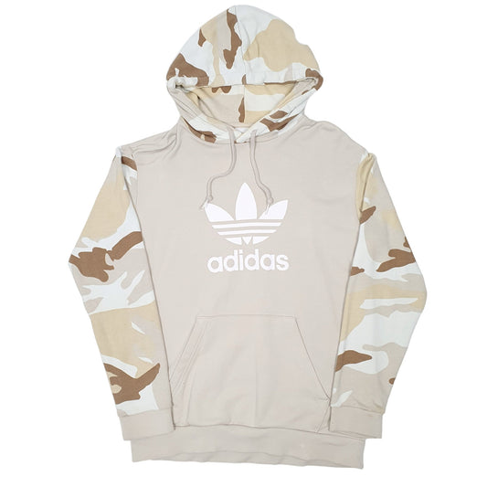 Adidas Camouflage Spellout Hoodie Cotton Jumper M - Bundl Clothing-Mens Beige Adidas Camouflage Spellout Hoodie Jumper