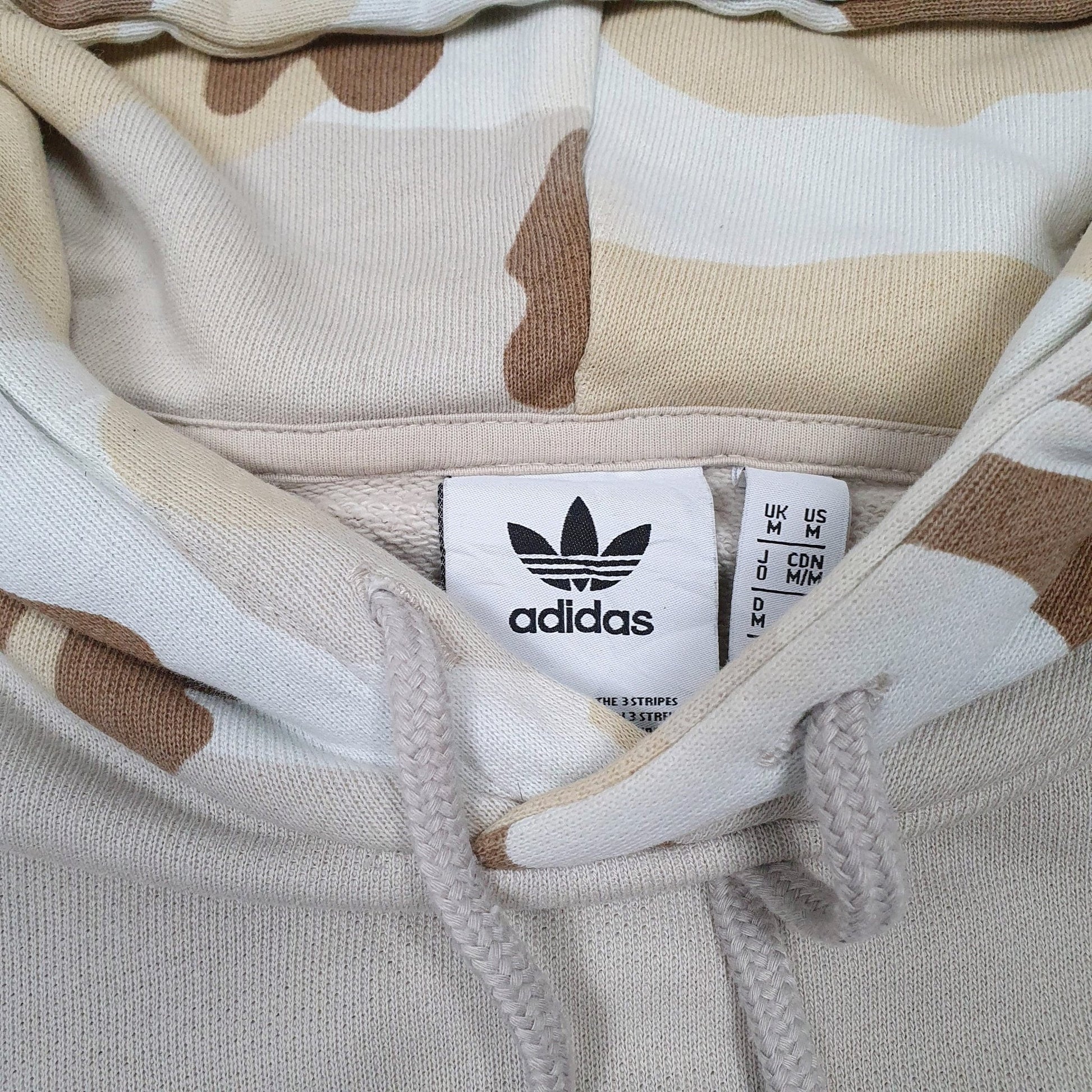Adidas Camouflage Spellout Hoodie Cotton Jumper M - Bundl Clothing-Mens Beige Adidas Camouflage Spellout Hoodie Jumper