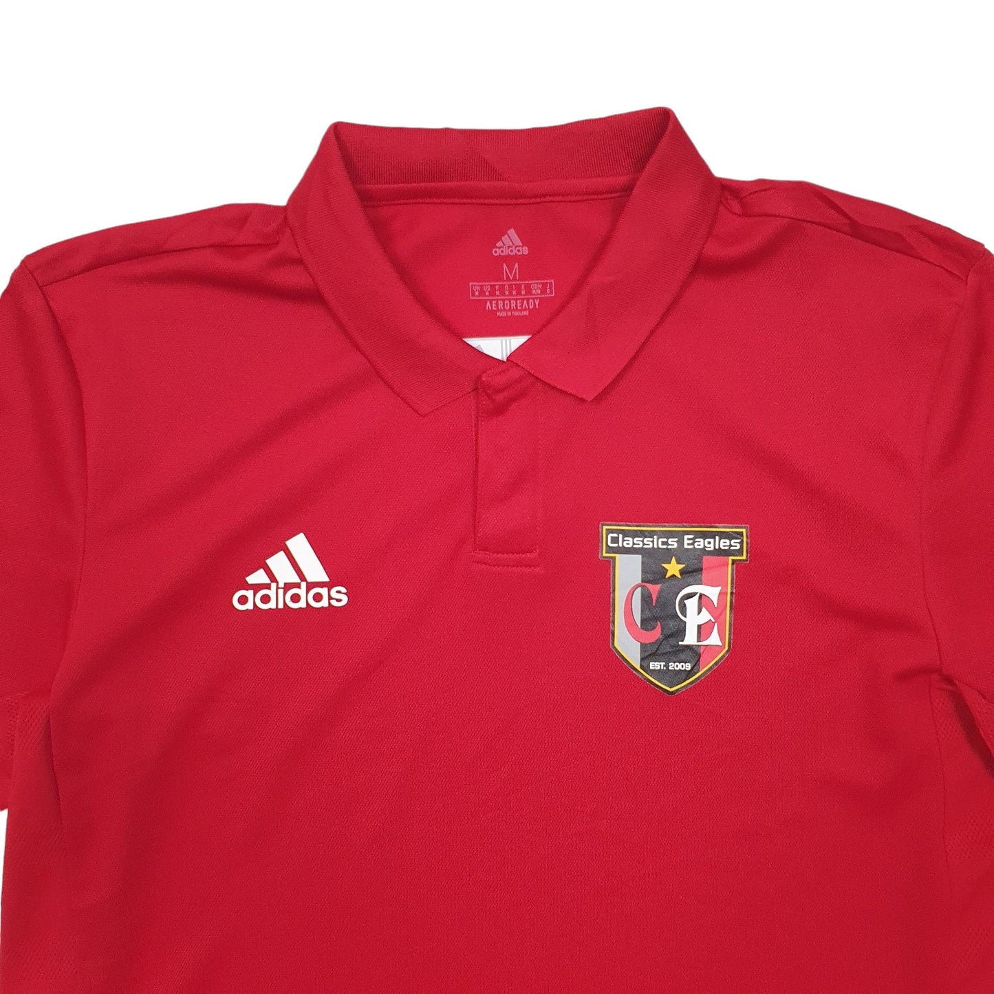Adidas Classics Eagles Short Sleeve Polyester Polo Shirt - Bundl Clothing-Adidas Classics Eagles Short Sleeve Polyester Polo Shirt Red