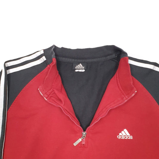 Adidas Climalite Active Running Quarter Zip Cotton & Polyester Jumper S - Bundl Clothing-Womens Red Adidas Climalite Active Running Quarter Zip Jumper
