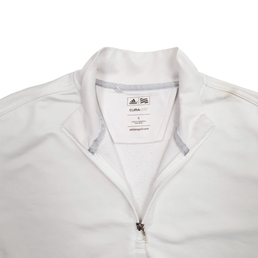 Adidas Climalite Quarter Zip Cotton & Polyester Jumper S - Bundl Clothing-Mens White Adidas Climalite Quarter Zip Jumper