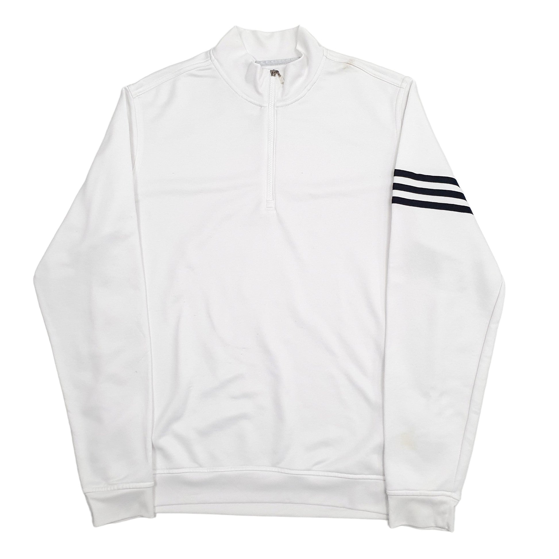 Adidas Climalite Quarter Zip Cotton & Polyester Jumper S - Bundl Clothing-Mens White Adidas Climalite Quarter Zip Jumper