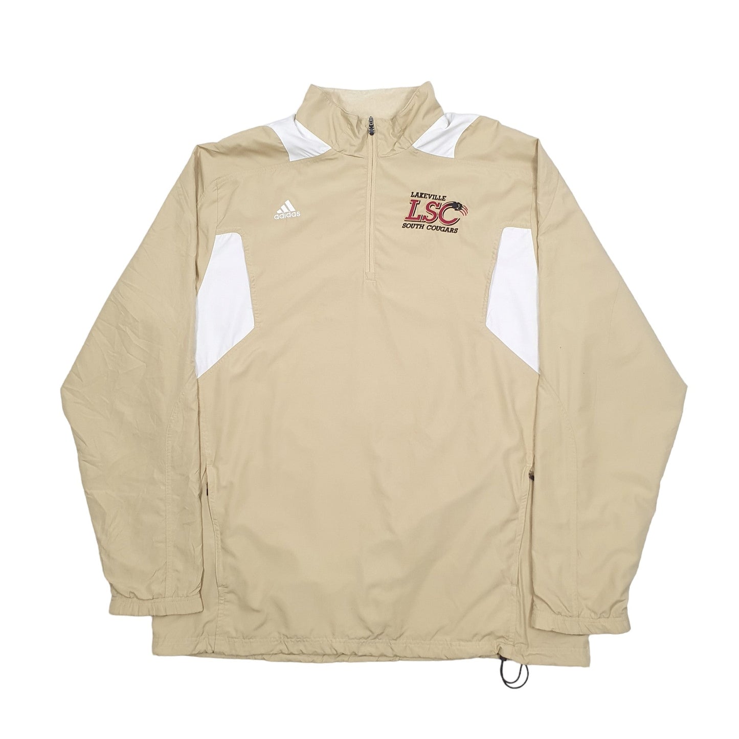 Adidas Climaproof Windbreaker Quarter Zip XL - Bundl Clothing-Adidas Climaproof Windbreaker Quarter Zip XL Beige