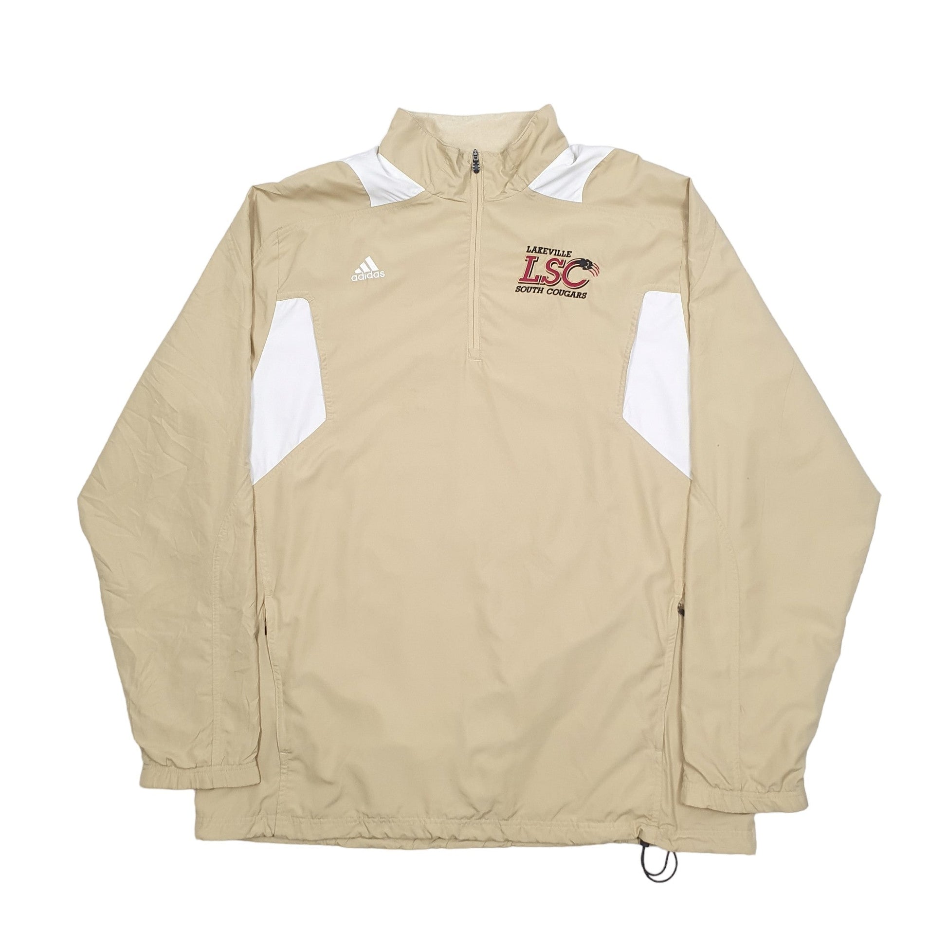 Adidas Climaproof Windbreaker Quarter Zip XL - Bundl Clothing-Adidas Climaproof Windbreaker Quarter Zip XL Beige