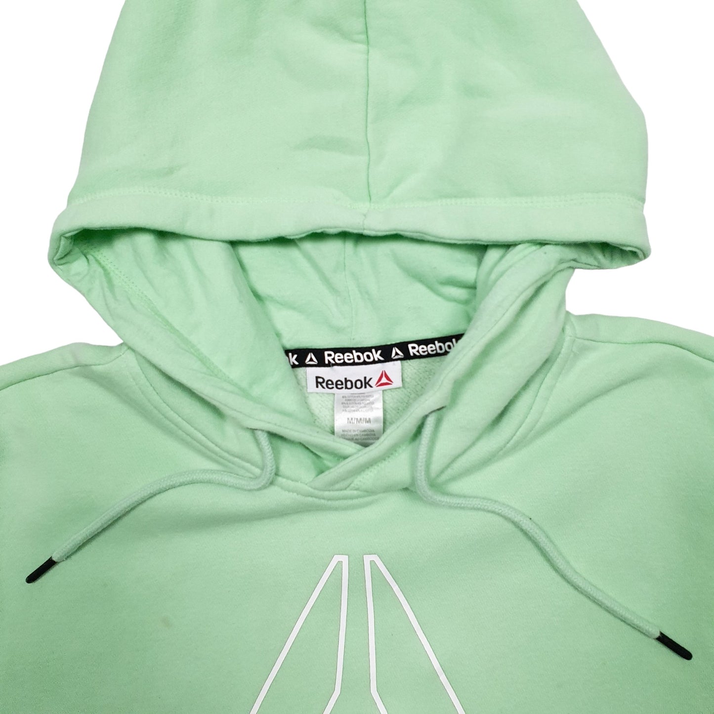 Mens Green Reebok Spellout Hoodie Jumper