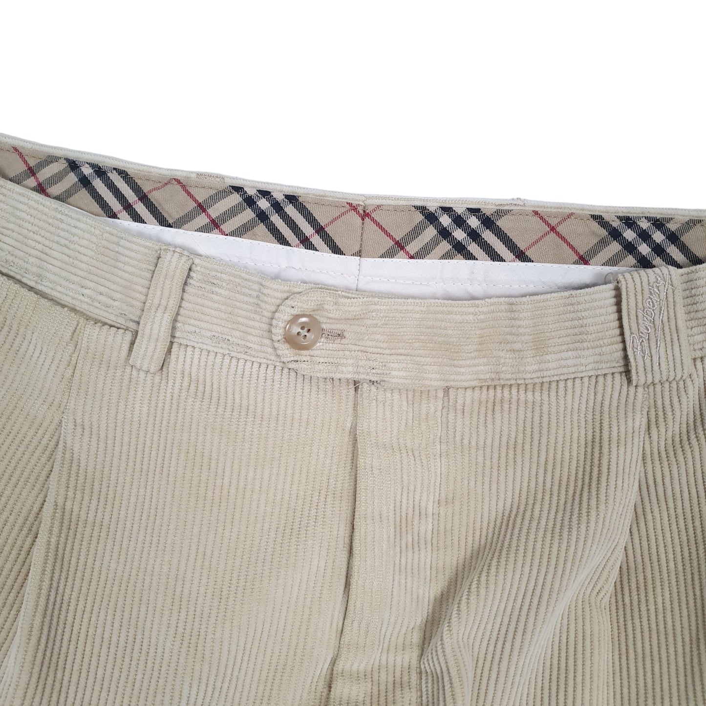 Mens Cream Burberry  Corduroy Trousers