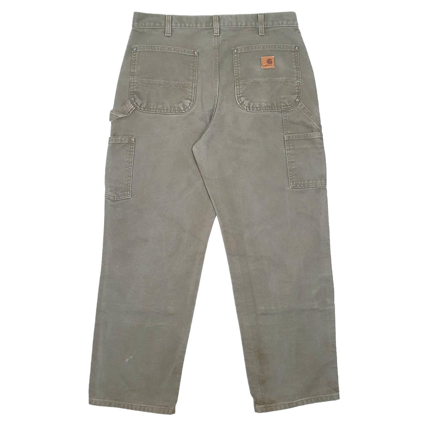 Mens Khaki Carhartt B136 Dungaree Fit Double Knee Carpenter Trousers