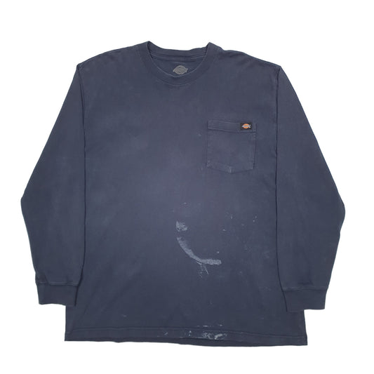 Mens Navy Dickies  Long Sleeve T Shirt