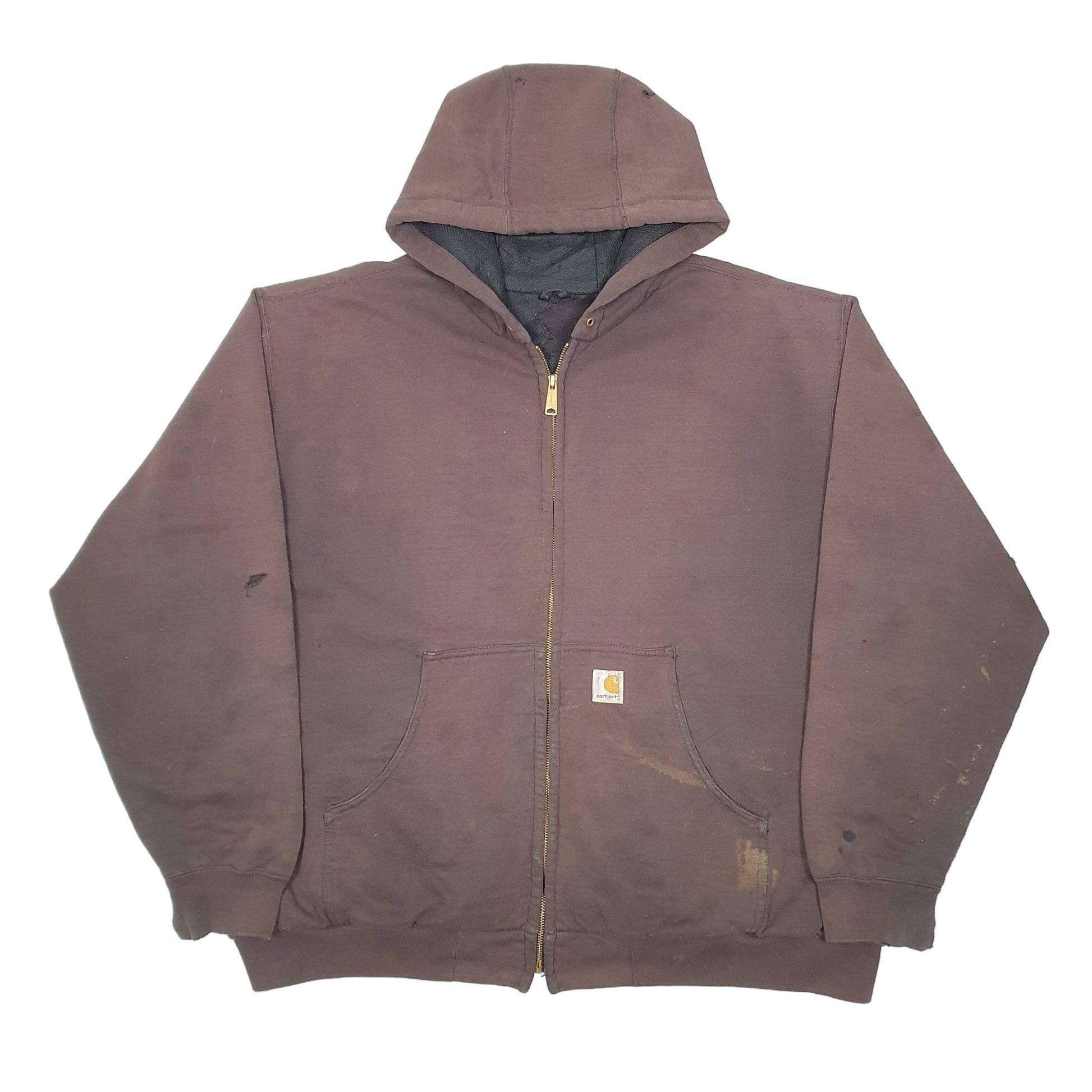 Mens Brown Carhartt Hoodie Active Thermal Full Zip Jumper