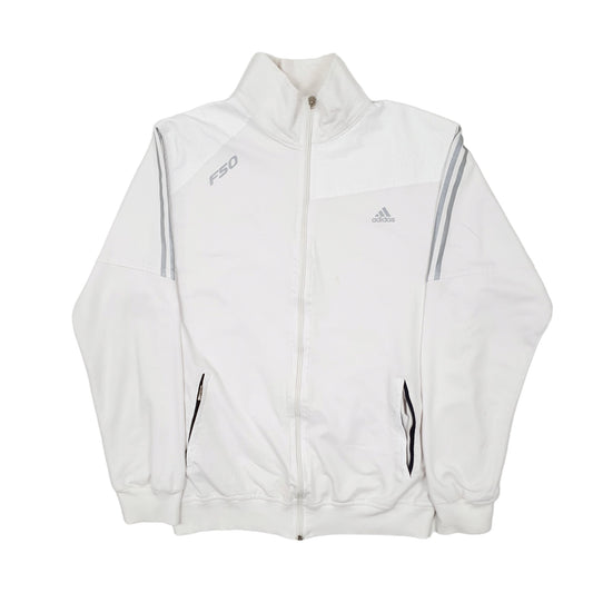 Mens White Adidas Full Zip Jumper