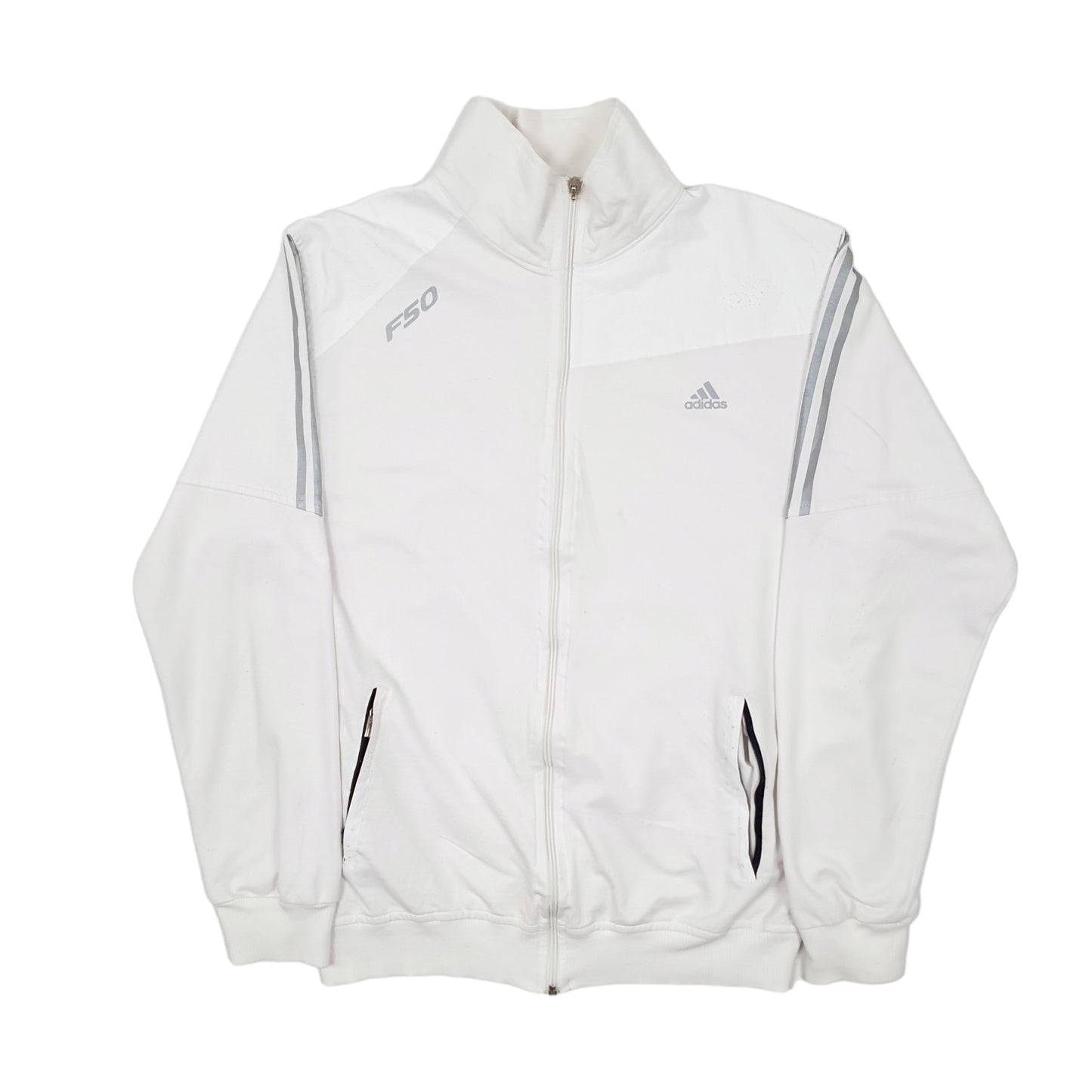 Mens White Adidas  Full Zip Jumper