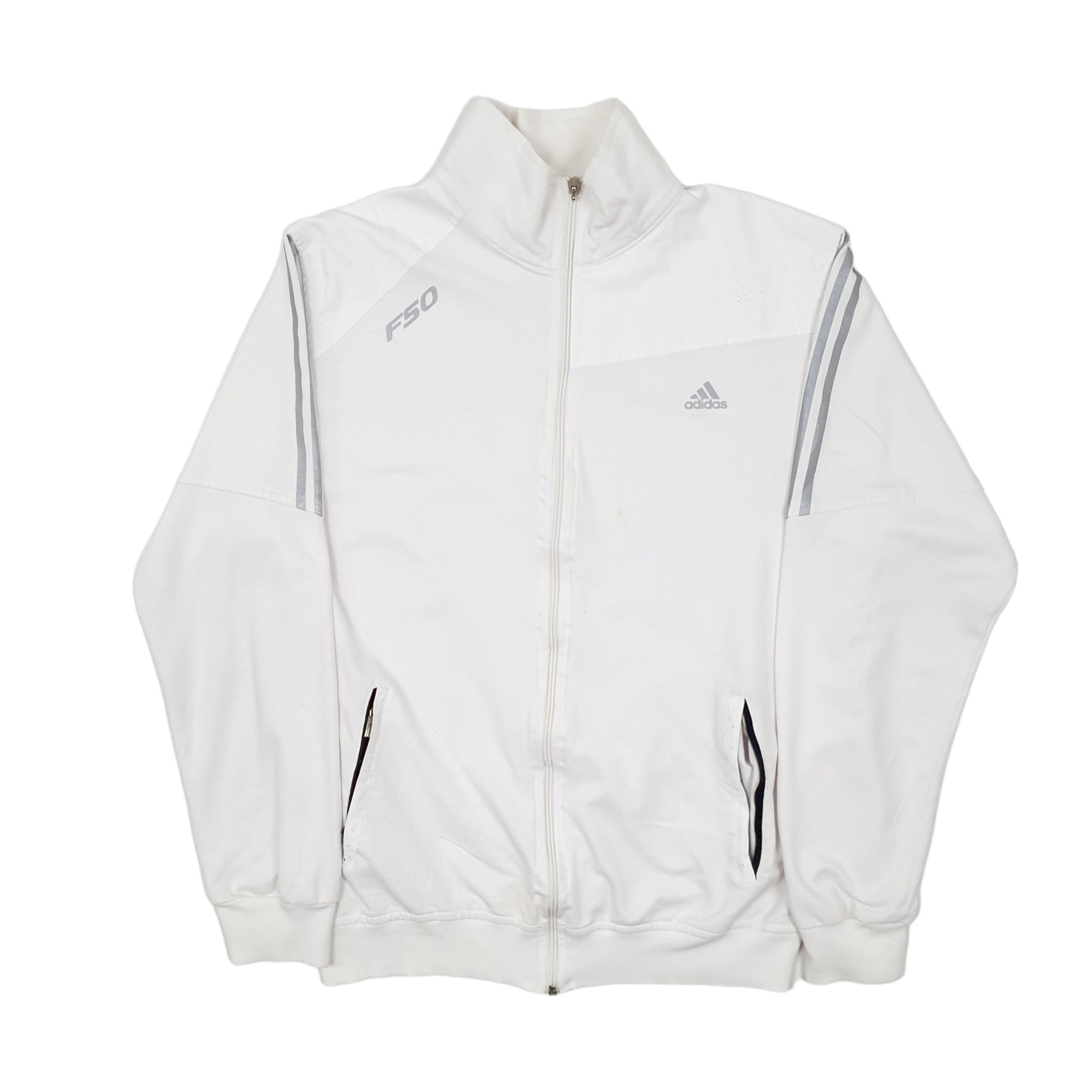 Mens White Adidas  Full Zip Jumper