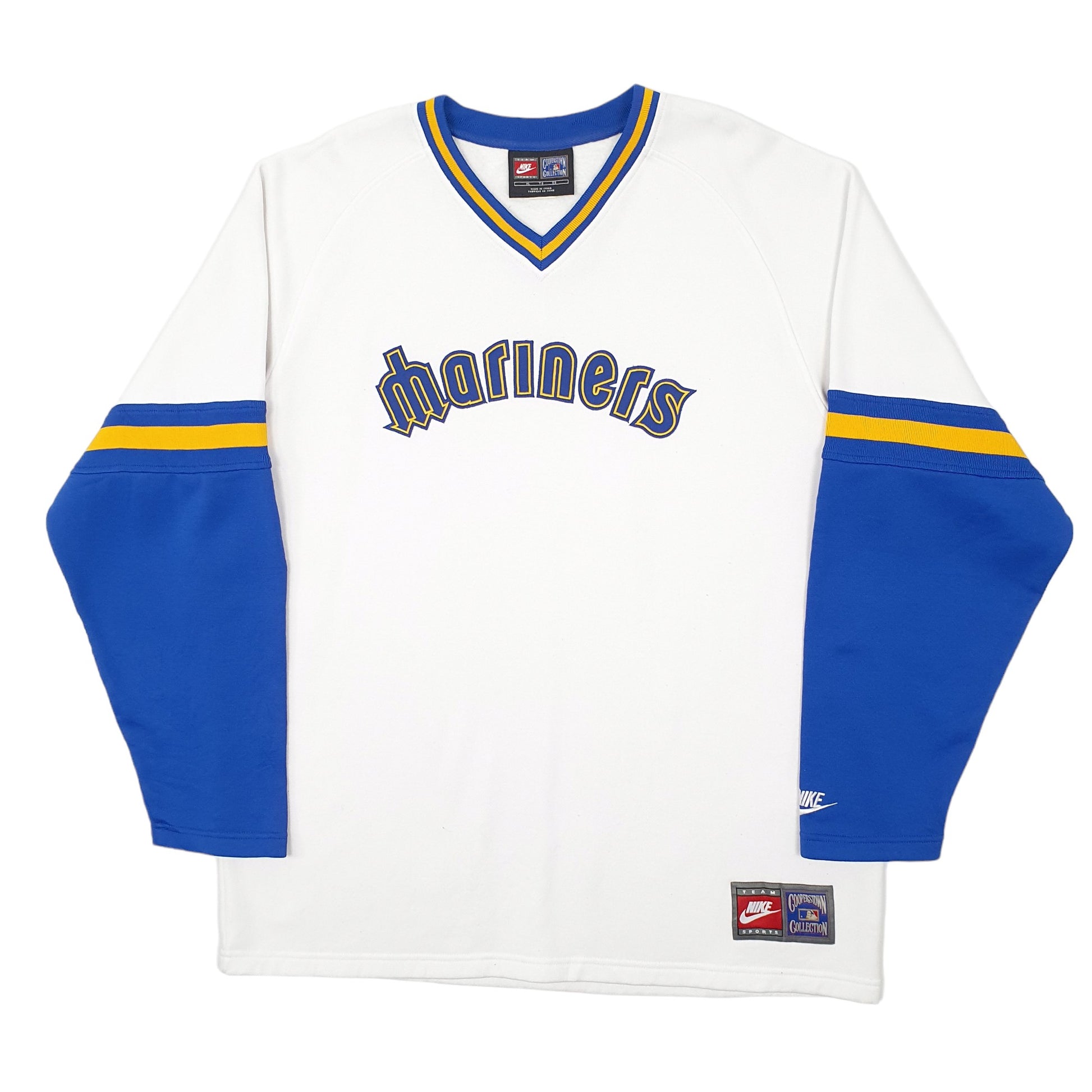 Mens White Nike Vintage MLB Cooperstown Collection Seattle Mariners Crewneck Jumper