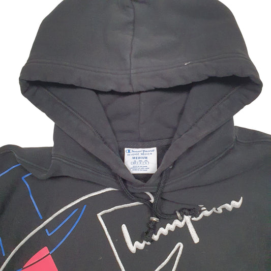 Mens Black Champion Reverse Weave Hoodie Jumper