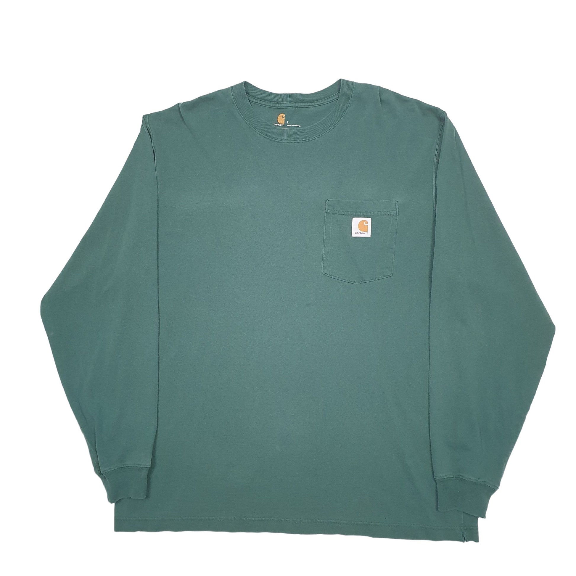 Mens Green Carhartt  Long Sleeve T Shirt