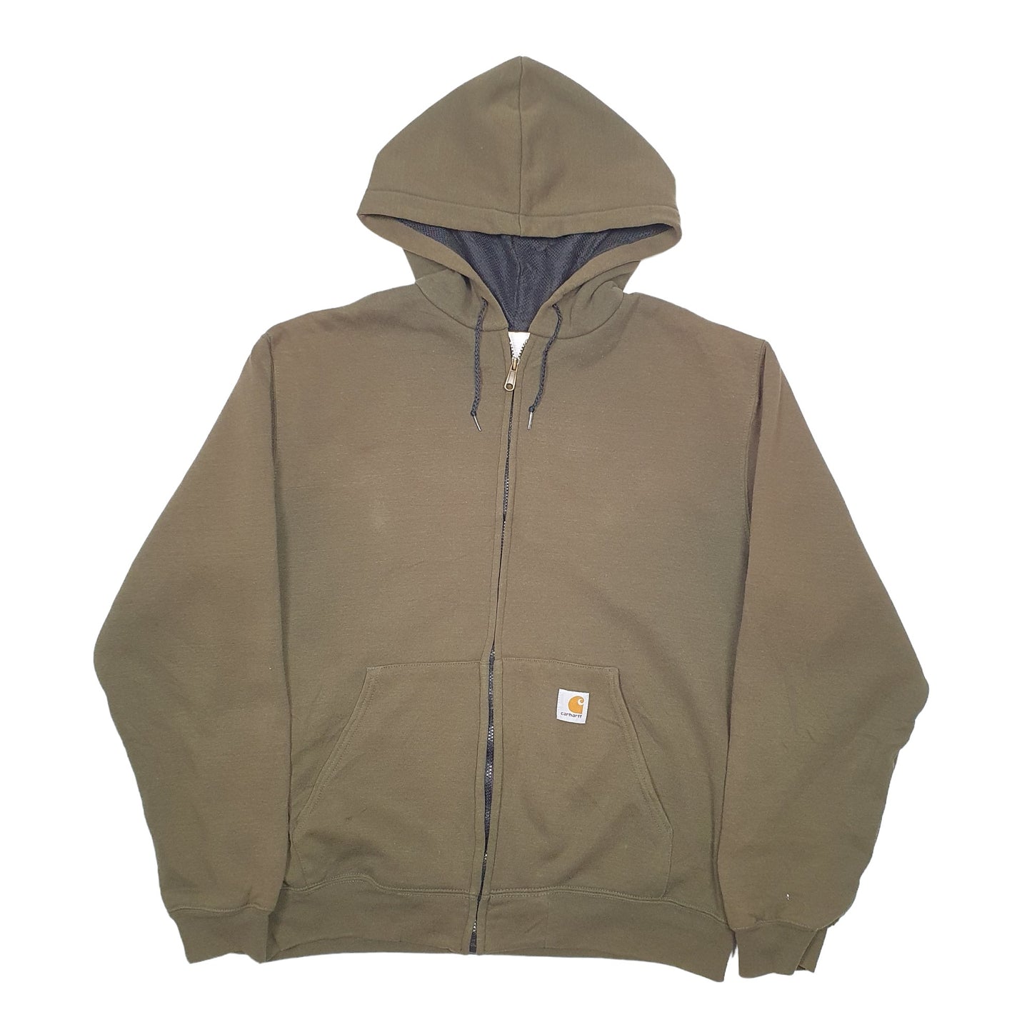 Mens Khaki Carhartt Lined Thermal Full Zip Jumper